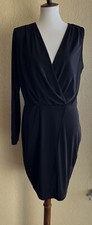 Nasty Gal Black Jersey One Sleeve Plunging Wrap Dress Size XL