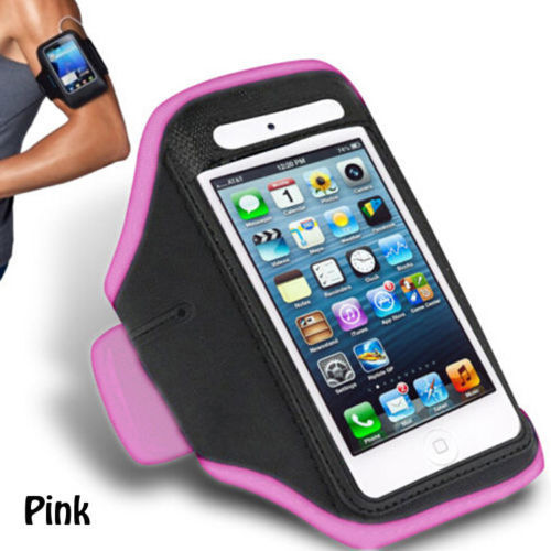 Pink iPhone 4 4S Sports Strong ArmBand Padded Soft Cover With Earphone Pocket - 第 1/3 張圖片