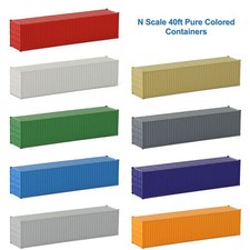 9pcs Mixed Colors N Scale 1:160 40ft Blank Shipping Container 40' Cargo Box