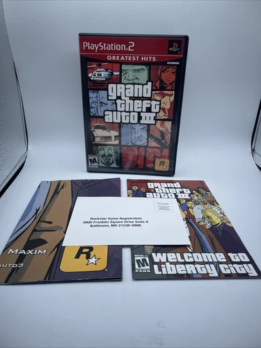 Grand Theft Auto III (PS2 Sony PlayStation 2) W/ Map/Poster + Manual CIB Tested