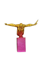 Chrome Diver Athlete in Pose - Statue