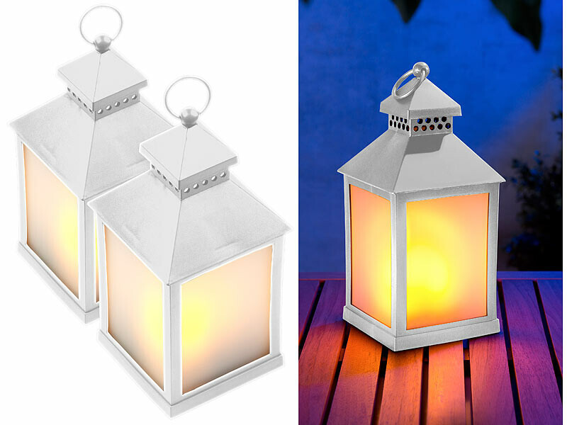 2 lanternes LED effet flamme blanche Lunartec avec minuteur automatique pour ambiance