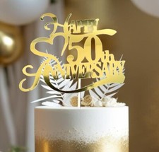 50th Anniversary Cake Topper, Golden Wedding Anniversary Decoration