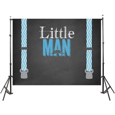 Baby Shower White Blue Stripes Twill Moustache Little Man