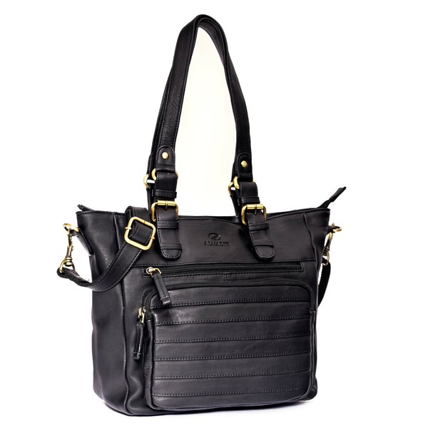 Almadih Leder Damentasche Kyla Handtasche UmhäNgetasche Schultertasche Schwarz-image