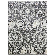8'2"X10' GrayBlue Tulip and Large Blossom Textured Wool Hand Knotted Rug R75121