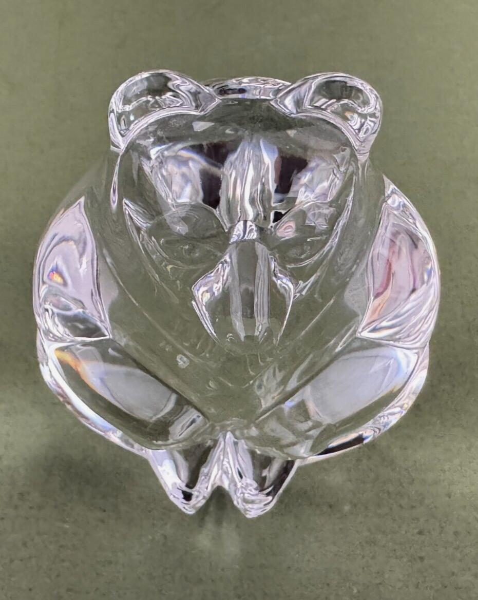 Lloyd Atkins Steuben Signed Bear Crystal Figurine Hand Cooler Paperweight 2.5''H