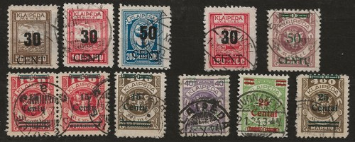 KLAIPEDA LITUANIA (Memel) 1923 collezione francobolli usati primi, scarsi, cat €300+