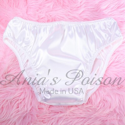 Sissy Satin Panties for MEN -White wetlook shiny Full Cut Bikini panties S-XXL