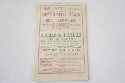 1888 South Eastern Railway Continental Train & Shipping Timetable
