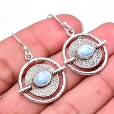 Natural Larimar - Dominican Republic 925 Sterling Silver Earring 1.56" E24812