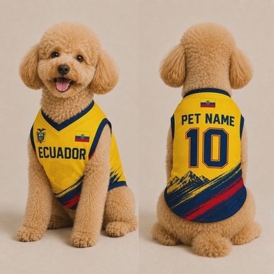 Personalized Ecuador Pet Soccer Jersey, Soccer Outfit for Dogs Cats,