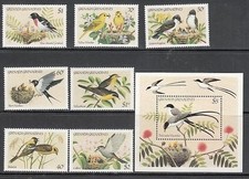 Grenade-Grenadines - Courrier Yvert 524/30+H.80 ** MNH Faune Oiseaux