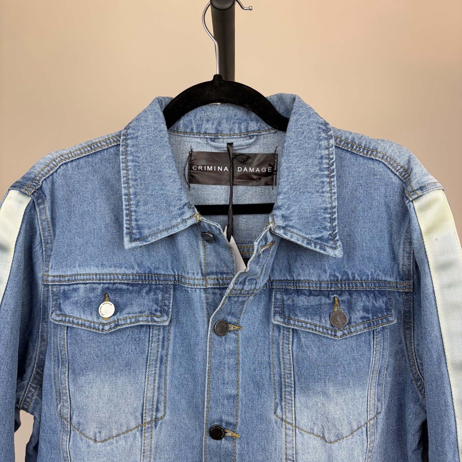 BNWT Criminal Damage Tape Blue Denim Jacket Size XL RRP £70 image 3