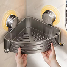 No-Drill Suction Cup Triangle Shower Basket - Stainless Steel, Rustproof, Set.