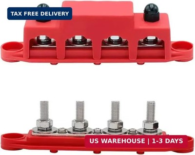Buss Bar 12V Power Distribution Block 4 Post 250A Battery Terminal M10 3/8 Marin