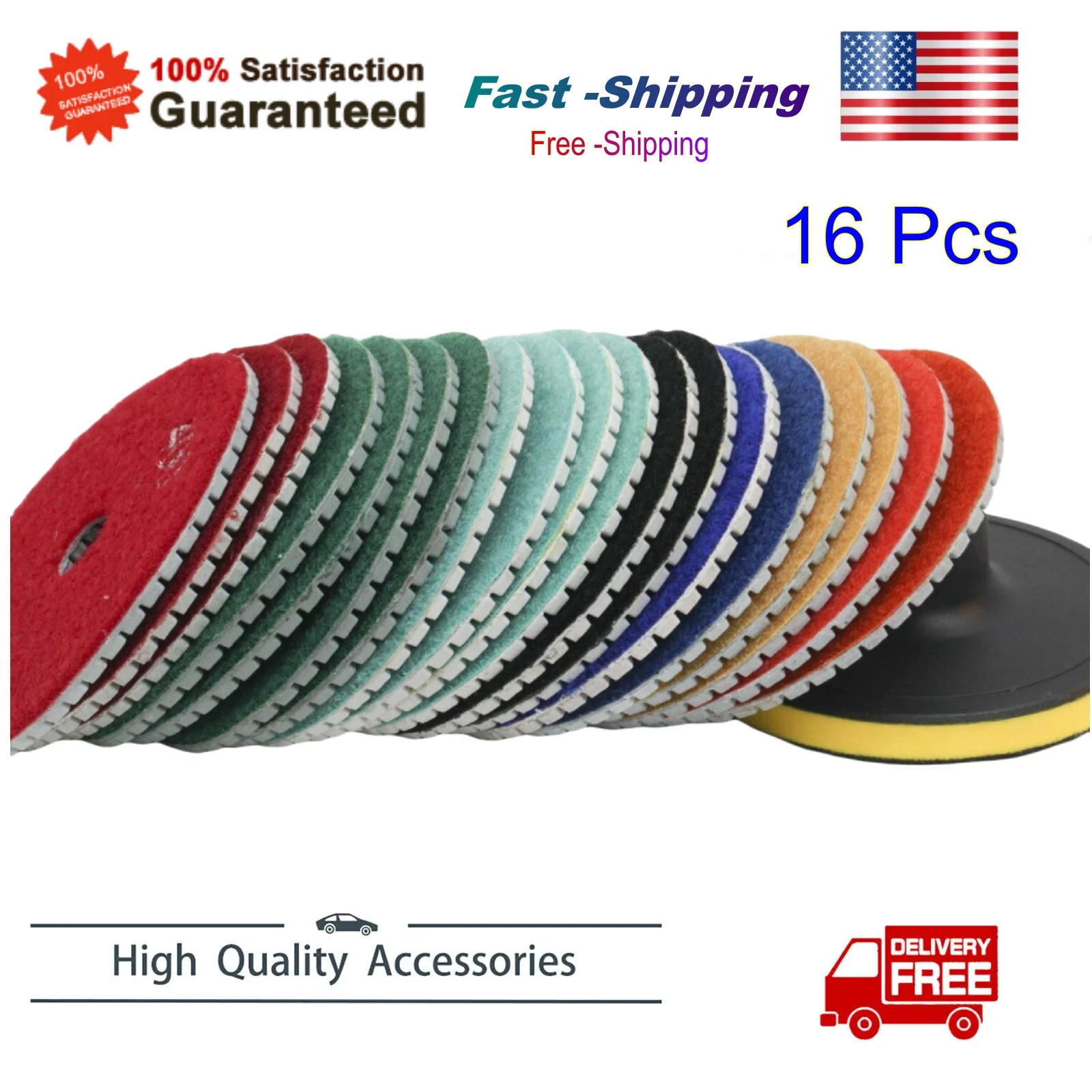 16pc Diamond Wet Polishing Pad 4inch Pad for Granite Stone C