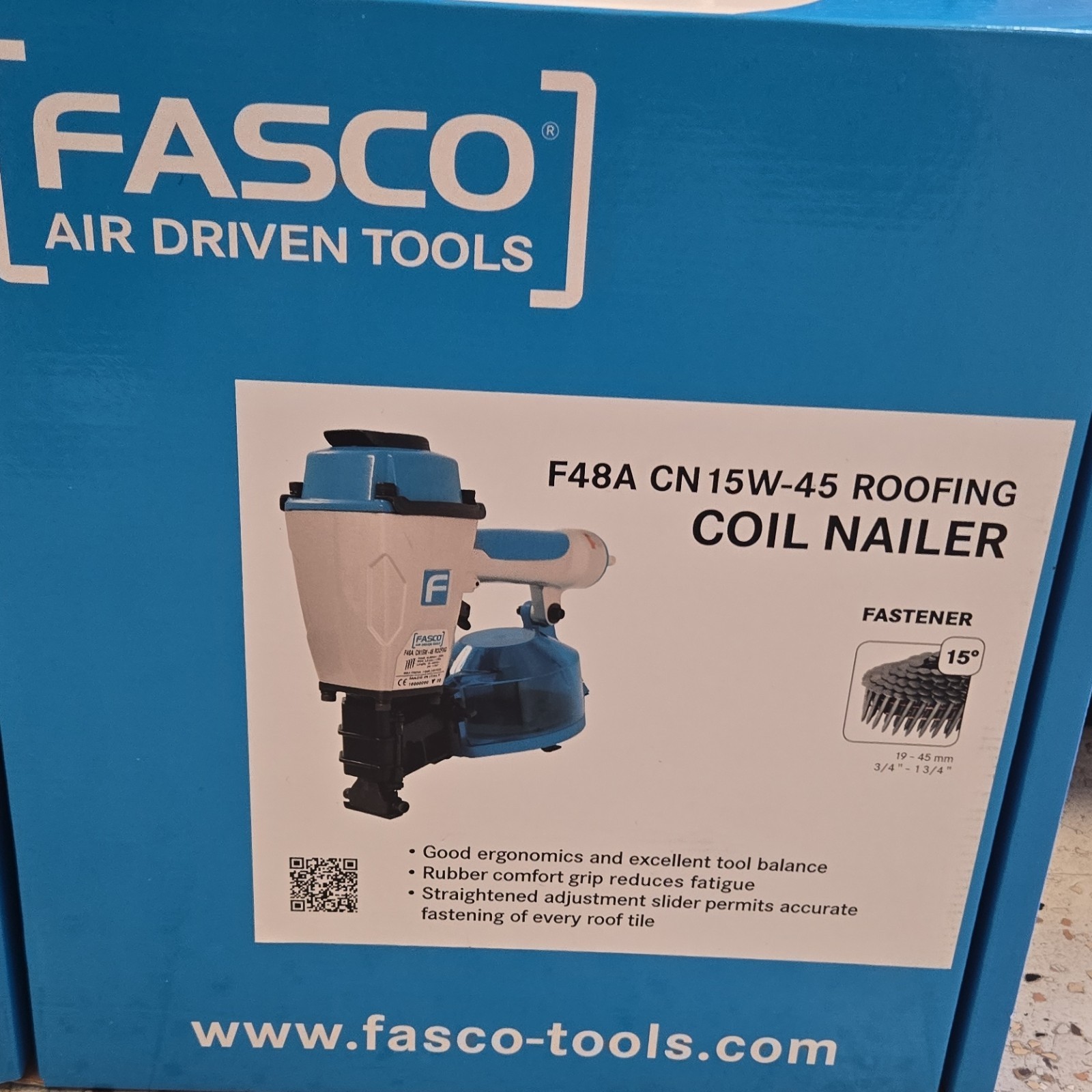 Fasco F48A CN15W-45 Roofing Coil Nailer Air Driven Tool Roofing Nail Type