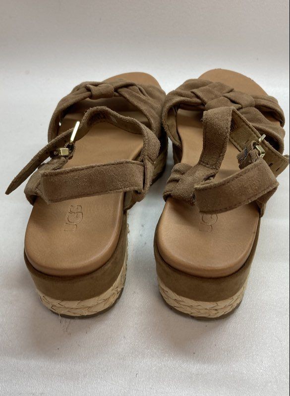 UGG Eugenia Chestnut Suede Platform Espadrille Sa… - image 4