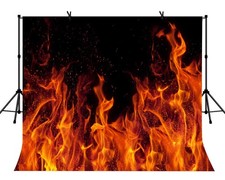 9x6FT Fire Backdrop Photography Burning Flame Black Photo Studio Props BJLY72