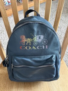 Coach Navy Leather Backpack with Rainbow Logo Leather bag Coach Blue in Leather - 20701865 main image 2