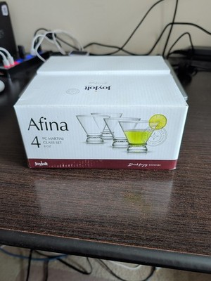 Afina Joyjolt Barware Set Of 4 Cocktail Glasses 8oz Stemless Martini Glasses NEW