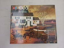 VTG Milton Bradley Puzzle Birch Point Cove Tackle 1000 Pcs Wysocki Americana NIB