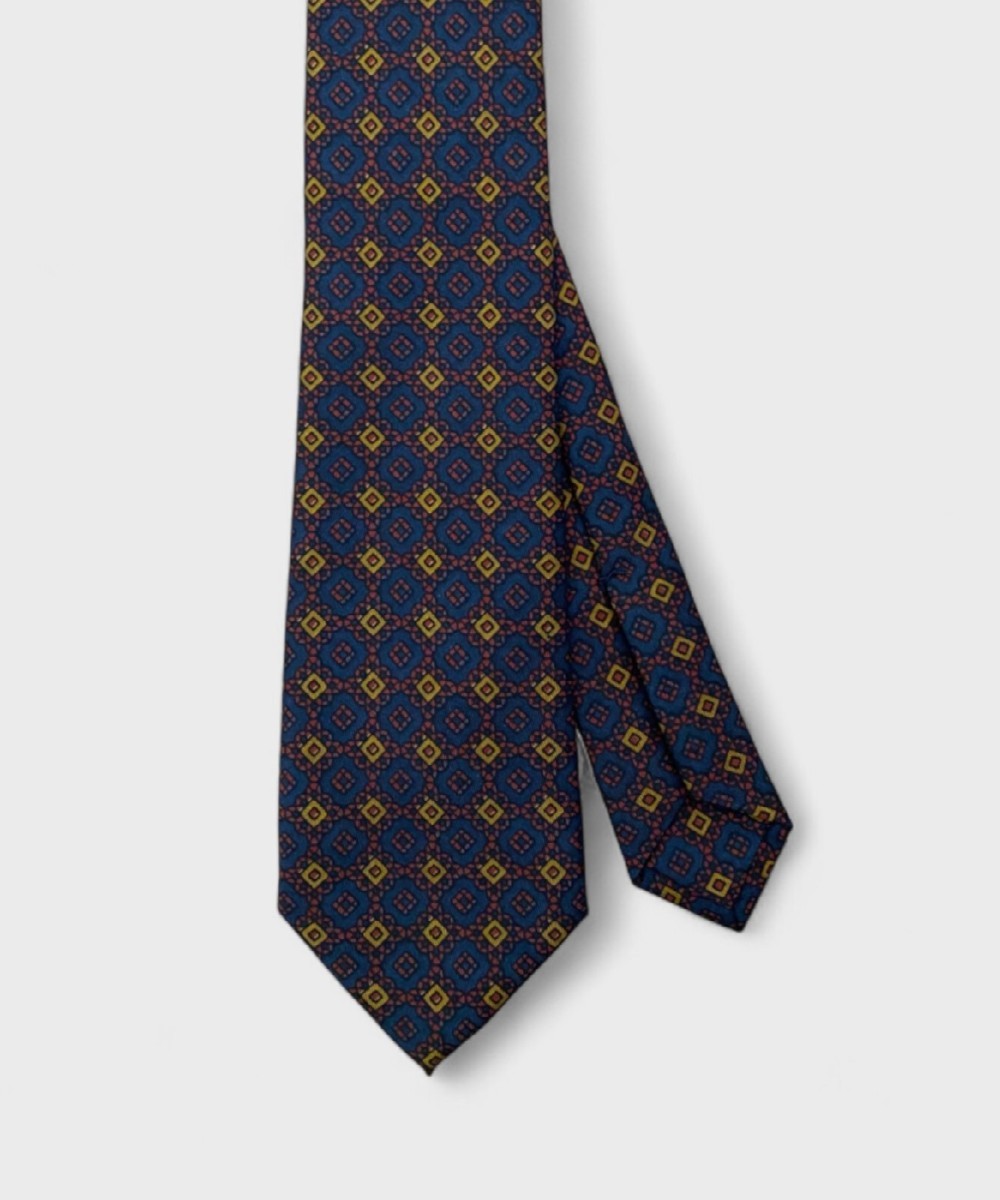 Краватта тре пьеге от Петрония 1926 года в сета-карре 70-х годов, винтажный blu quadrato CC70D