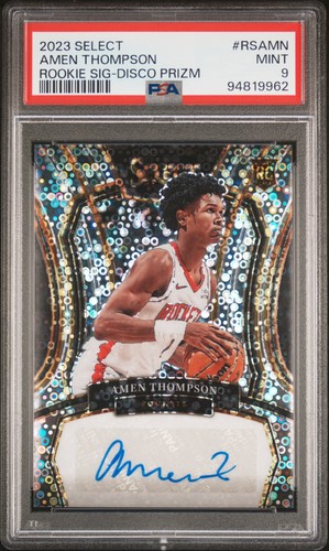 Amen Thompson [Disco Prizm] #RS-AMN 2023 Panini Select Rookie Signature card