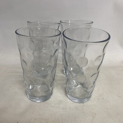 Set of 4 Pasabahce Dot Optic Circle Clear Glass Tumblers Drinking Glasses 6 Cups