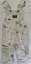 Vintage OshKosh Paint Splattered Overalls Toddler Size 12 Months Made in USA