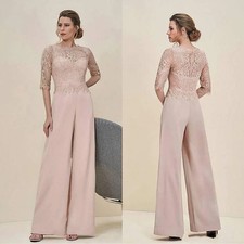 Jumpsuits Lace Mother Of The Bride Pant Suits Blush Pink Guest Dresses Chiffon