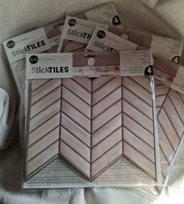4 StickTILES Chevron Distressed Brown White Wood Peel Stick Tile Backsplash