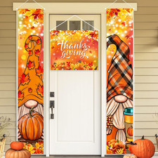 Fall Decorations - Happy Thanksgiving Fall Porch Decoration Hanging Banner Pumpk