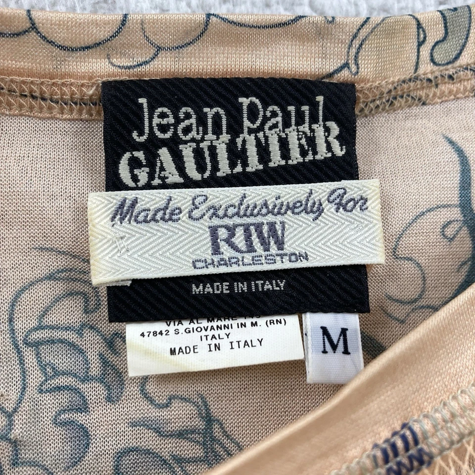 Top de malla vintage Jean Paul Gaultier para mujer mediano multicolor tatuaje manga larga Foto 4 de 4