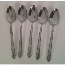 Set of 5 EKCO Eterna "Mary Ellen" Spoons Japan Stainless Steel Vintage Flatware