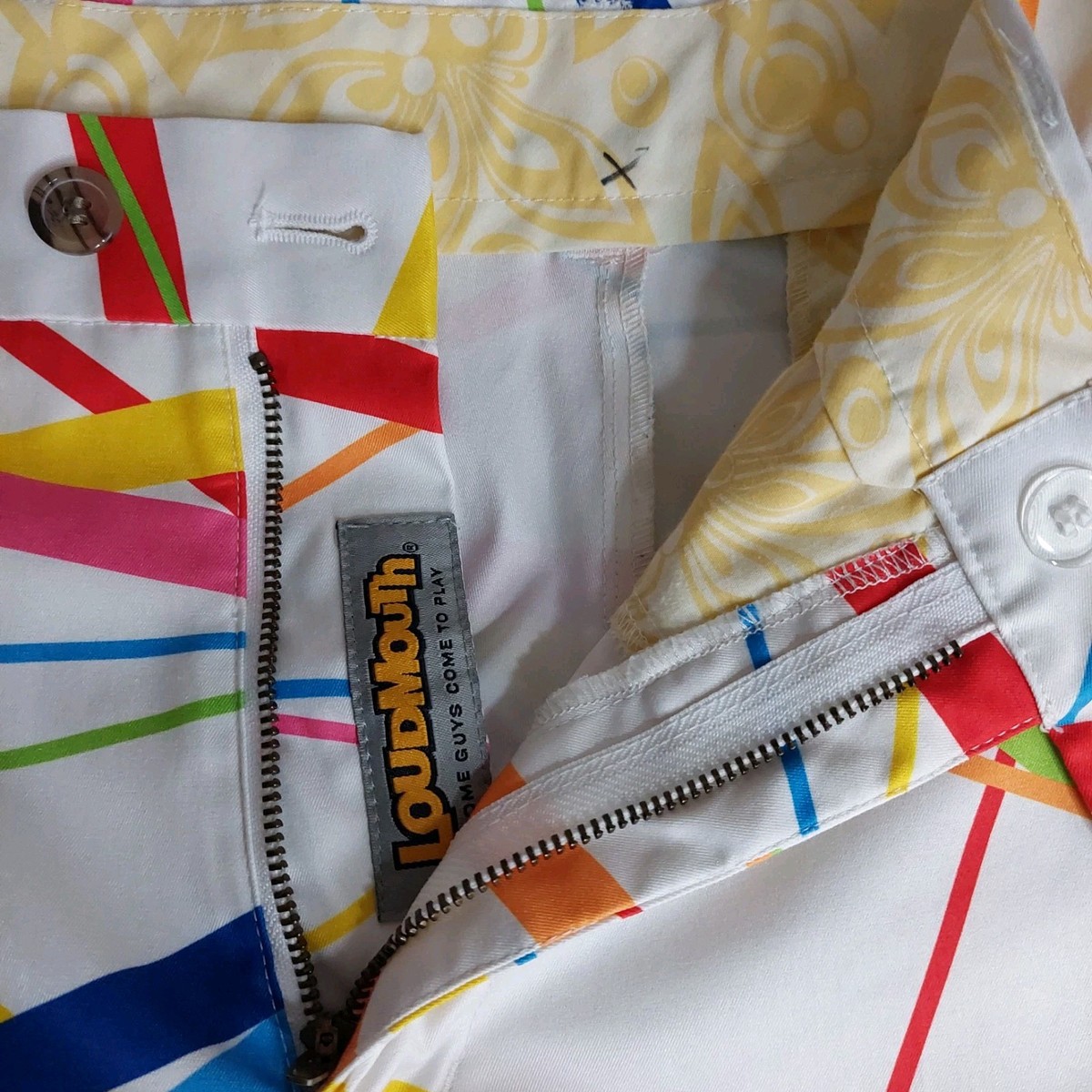 Loudmouth Golf Shorts Fairway Stix Mens 36 White Colorful Stripe View 4