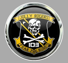 GRUMMAN TOMCAT F14 BADGE COAT OF ARMS JOLLY ROGERS 103 SQUADRON 15cm STICKER AV075