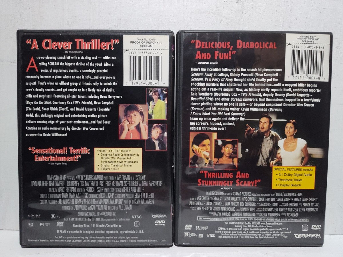 Scream 1 & 2 Lot Bundle DVDs Widescreen | eBay