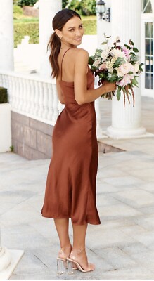 BNWT Billy J Kimbra Midi Dress Bridesmaid Special Occasion - Rust UK14 |  eBay UK