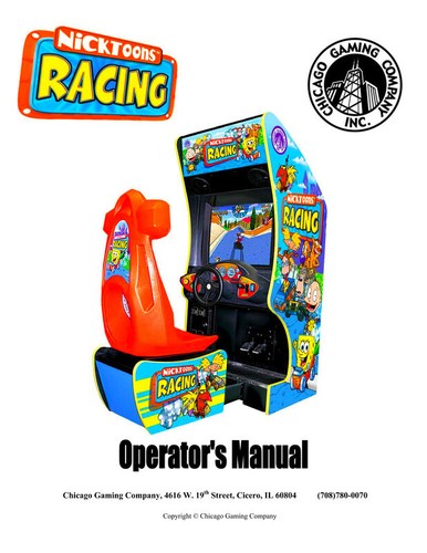 Nicktoons Racing Coin Arcade Game Operations/Service/Repair Manual ...