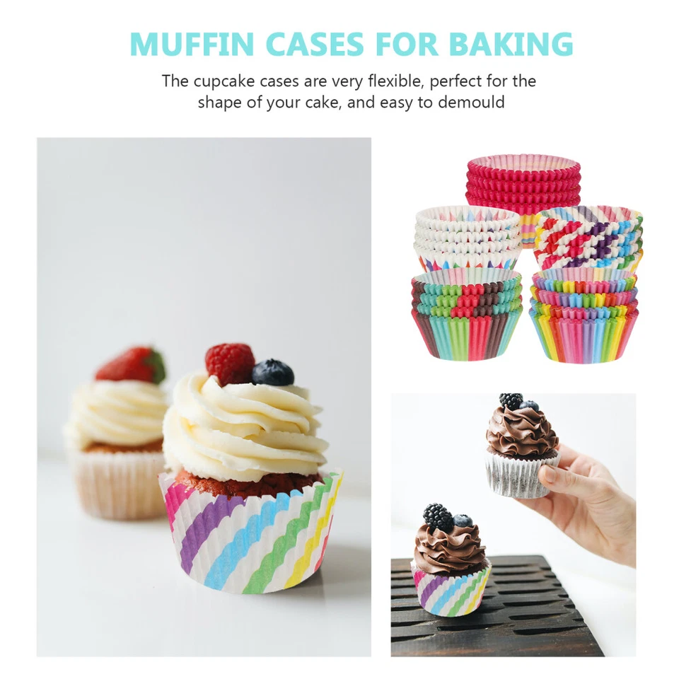 500 Stück Geschenkpapier Etui Muffinfolien Regenbogen Muffin Backformen Cupcake Liner - Bild 3 von 4