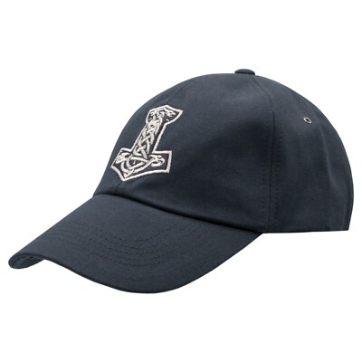Thor's hammer cap with embroidered Mjolnir. Viking Nordic style. Asatru.
