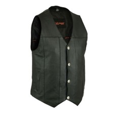 MEN'S BIKER LEATHER VEST w/ 2 CONCEAL CARRY POCKETS - UMA9