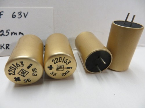 2 X 220uF 63V ROE Electrolytic Capacitors. "gold cap" - Afbeelding 2 van 2