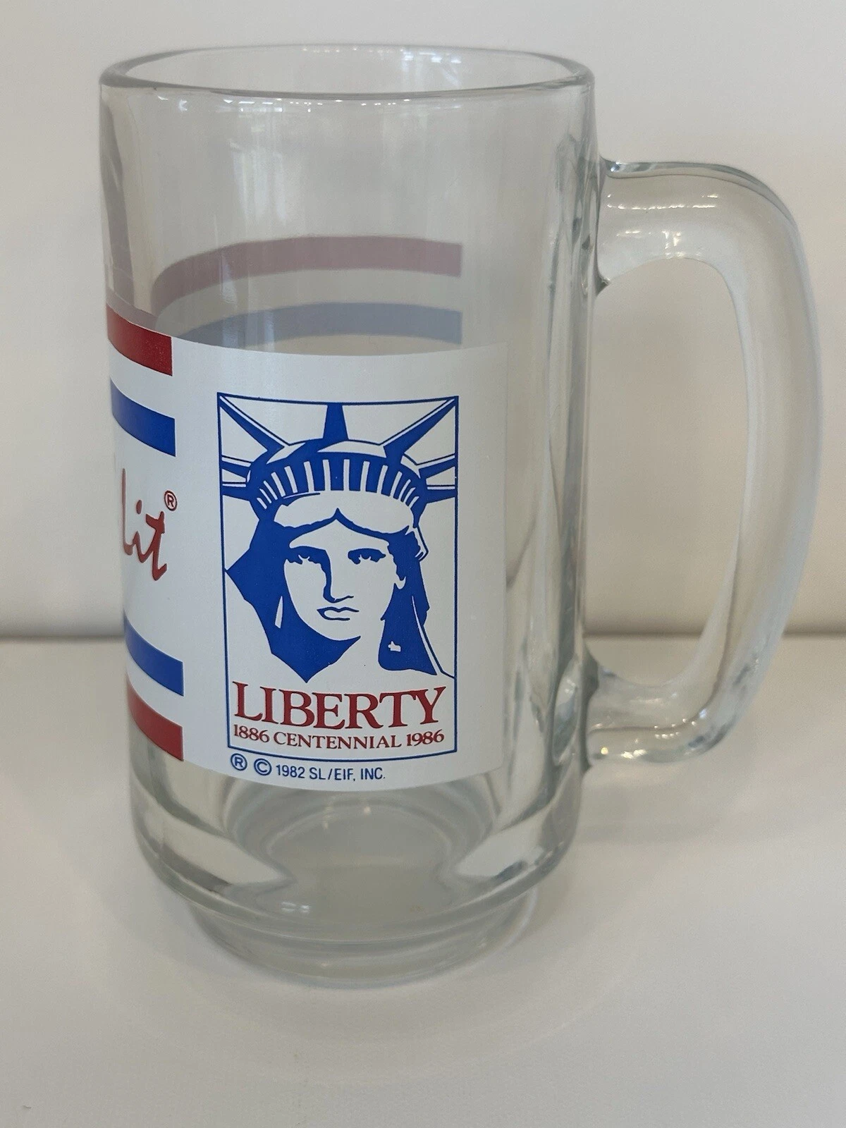 VTG 1986 Liberty Centennial “Keep The Torch Lit” Glass Mug Anniversary