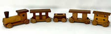 Vintage 5 Piece Handmade Wooden Rolling Train Set Toy Signed JH Dollhouse Mini