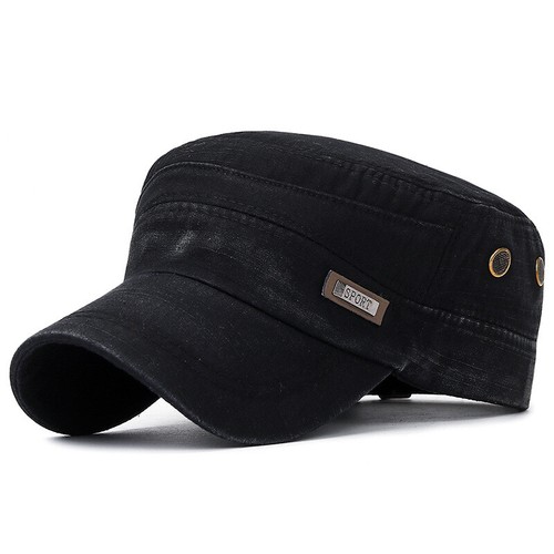 Baseball Hat Army Hats Flat Top Caps Casual Washed Cotton Military Cap Cadet Hat - Picture 14 of 17