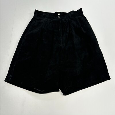 Vtg David Hollis Shorts Womens Size 8 26 Waist Suede Black Genuine Leather