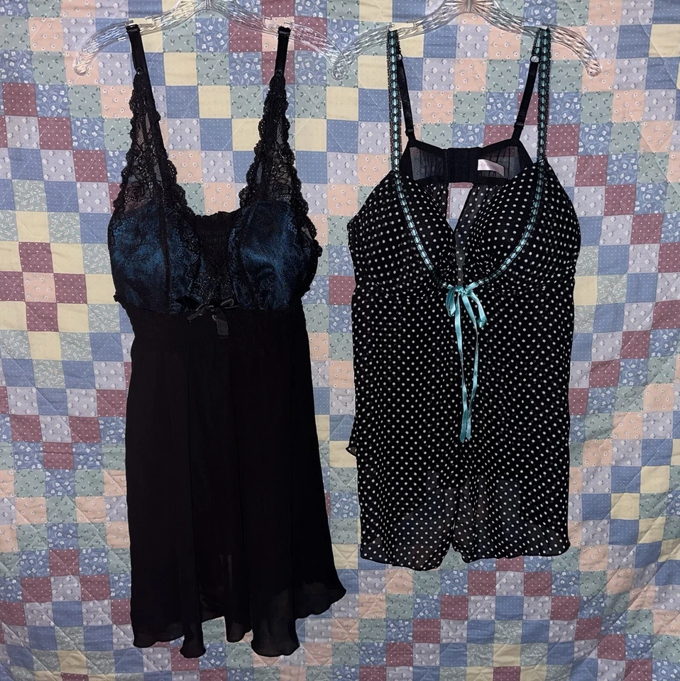 Cacique Lingerie Size 22/24 Lace Underwire Black Bows Polka Dot Padded Lot of 2 - Изображение 2 из 4